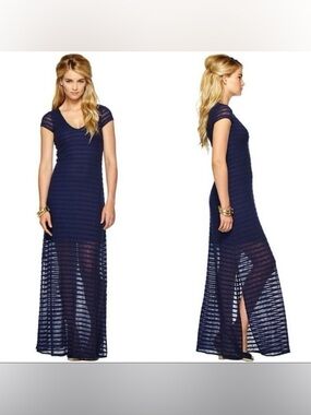 LILLY PULITZER Navy Sheer Stripe Vienna Maxi Dress in Pier Stripe NWT $188